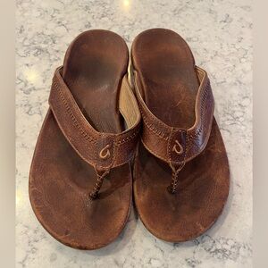 OluKai Men's Brown Leather Sandals